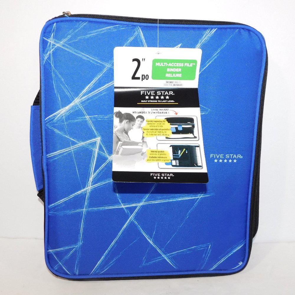 Mead Five Star 2" Multi Access File Binder Blue White Black New with Tag